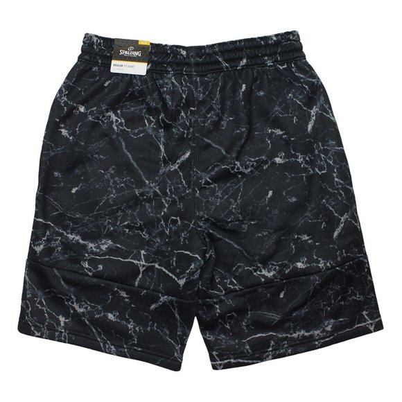 Spalding Black Marble Drawstring Neoprene Stretch Basketball Running Shorts sz M - Picture 4 of 5